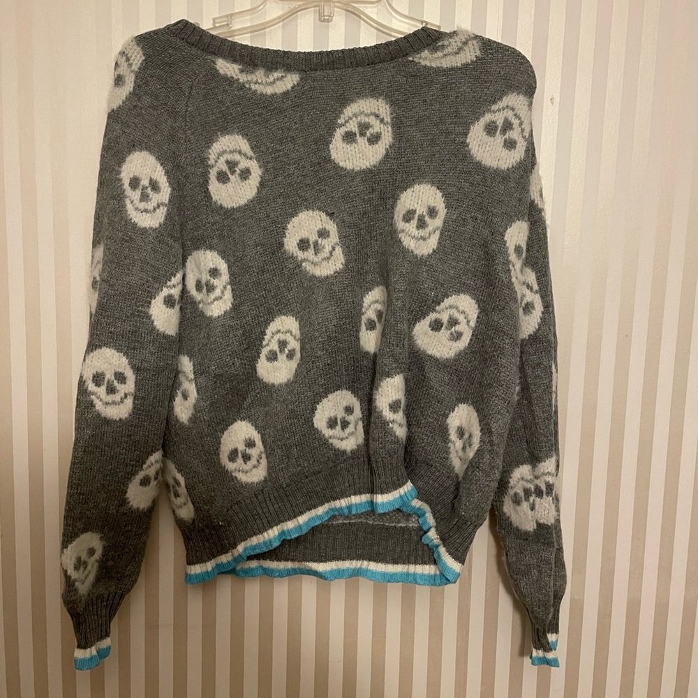 Grey and White Skull Sweater